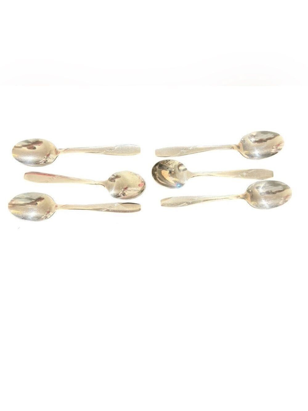 Six ATOMIC STAR Vintage Wallace Dinner Spoons 1950’s